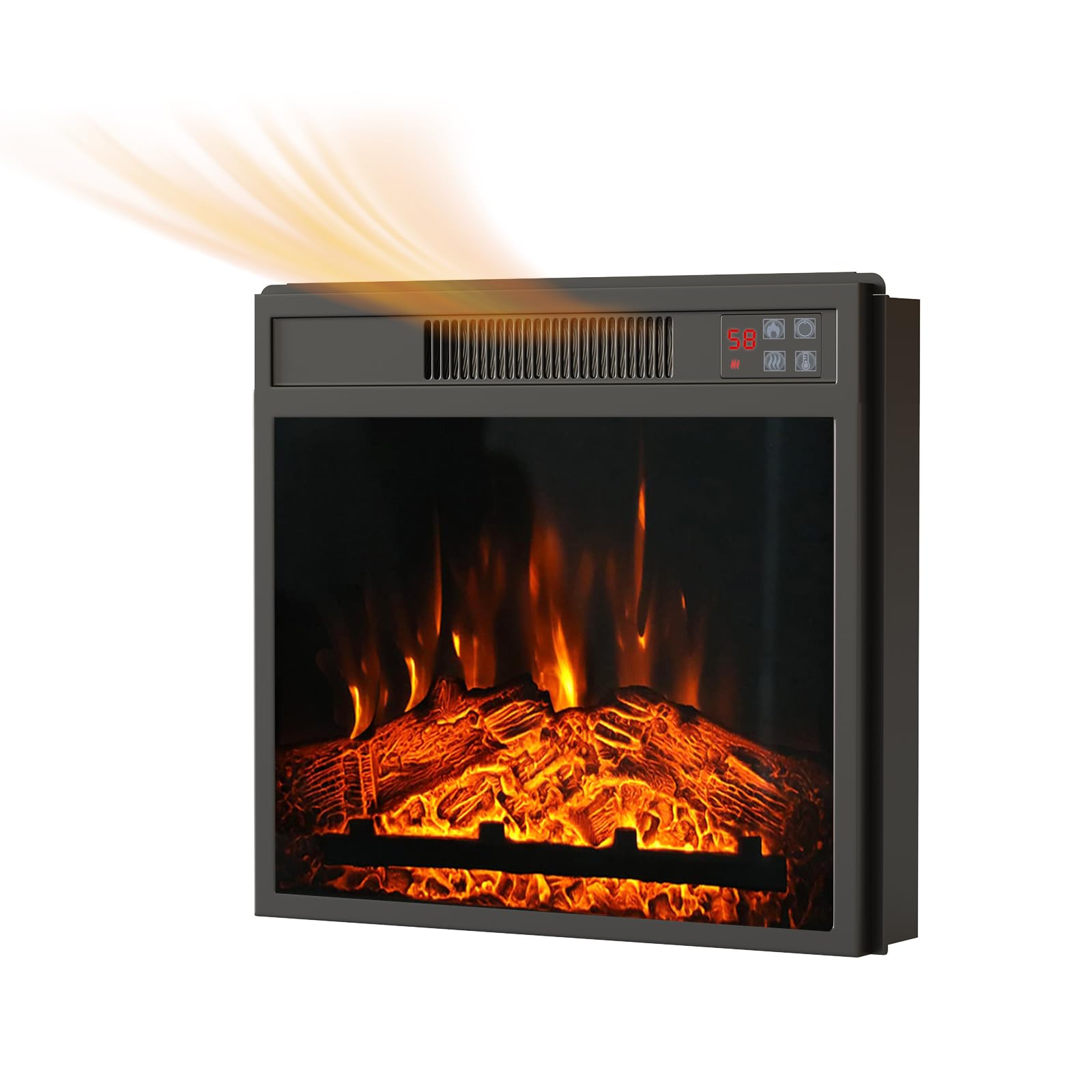 23'' Electric Fireplace Insert, Recessed Fireplace Heater With Low Noise, Remote Control With Timer, Touch Screen, Adjustable Fl